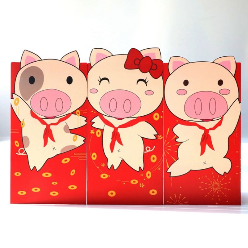 Aoto Set 6 Bao Lì Xì Đỏ Phong Cách Trung Hoa Truyền Thống Hongbao Làm Quà Tặng