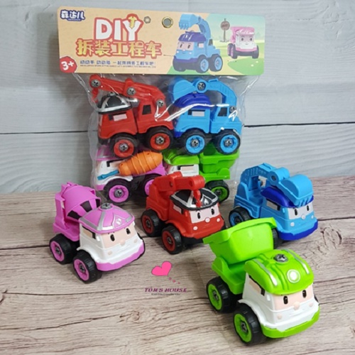 Bộ Lắp Ráp 4 Xe Công Trình Bằng Tua Vít Cho Bé