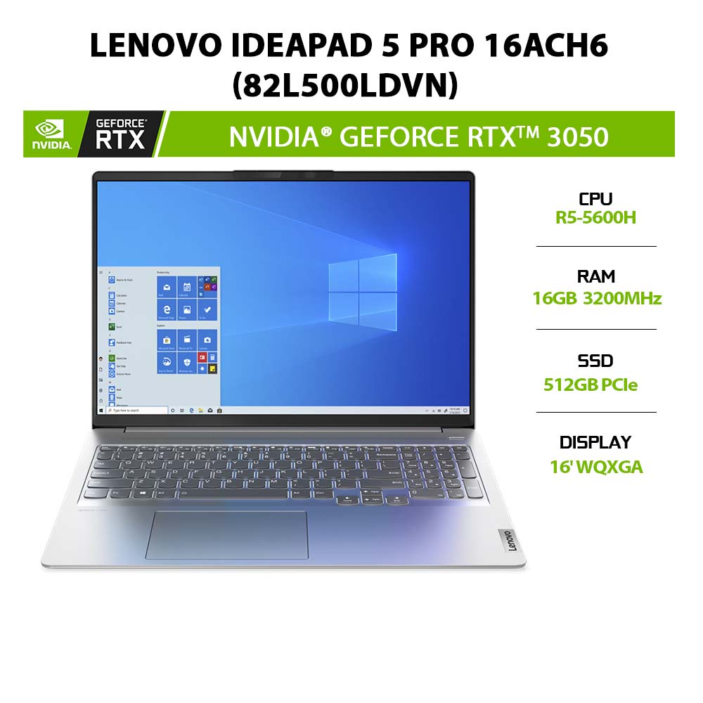 Laptop Lenovo IdeaPad 5 Pro 16ACH6 (82L500LDVN) (R5 5600H | 16GB | 512GB | GeForce RTX™ 3050 4GB