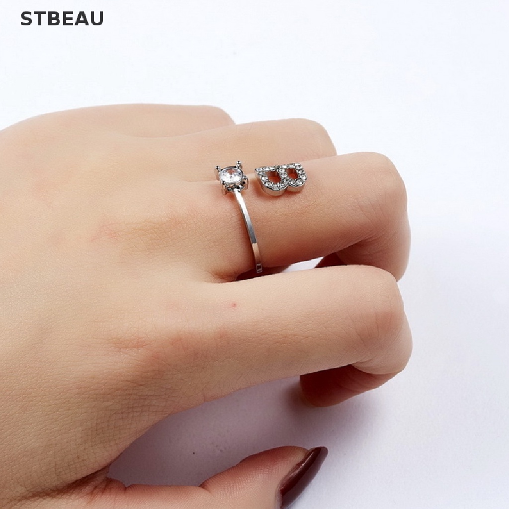 [Cxsteau] Nhẫn Hở Mạ Bạc 925 26Letter Trong Suốt