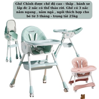 Ghế ăn dặm umoo , vbaby có bánh xe gập gọn nằm ngả 4 nấc