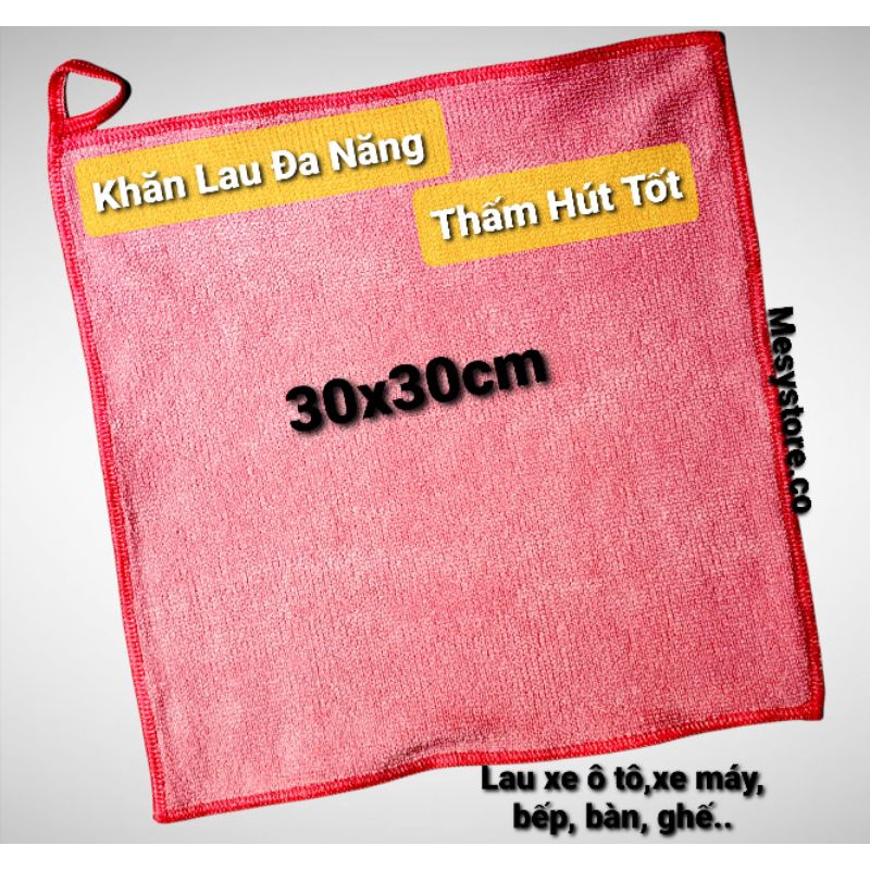 Khăn Lau Đa Năng MicroFiber Vuông 30x30 Thấm Hút Tốt Dùng Cho Ô Tô Xe Máy Bếp Phòng Khách