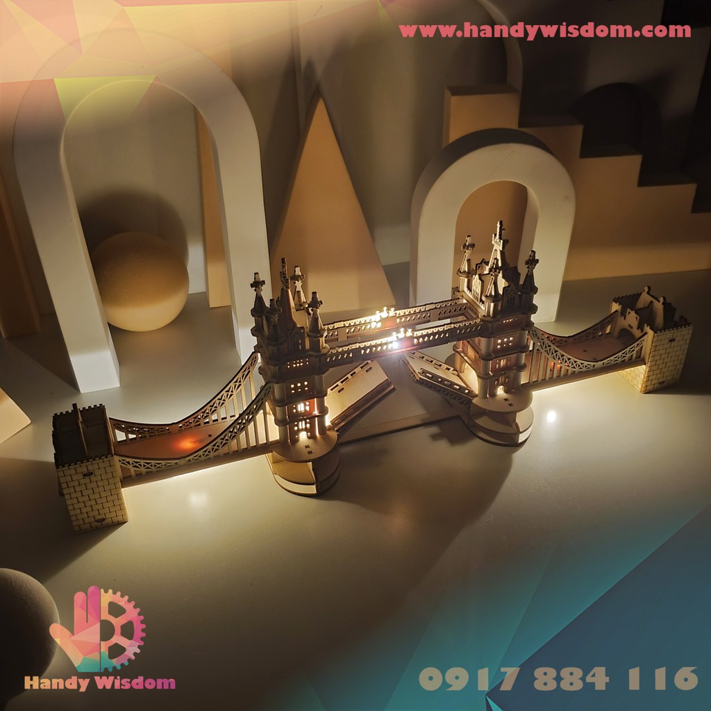 Mô hình lắp ghép gỗ Rolife - Cầu Tower Bridge  - Robotime TG412 Tower Bridge
