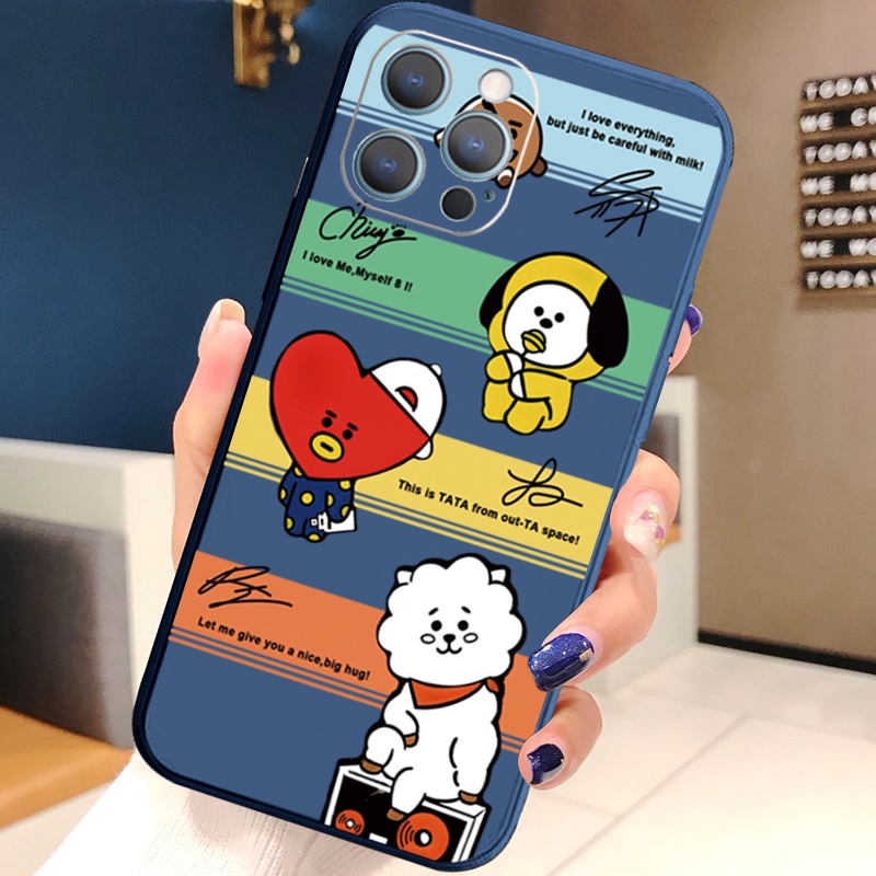 Ốp Điện Thoại Cạnh Vuông In Hình BTS Thời Trang Cho iPhone 13 Pro Max 12 11 XR XS 7 8 Plus SE 2020