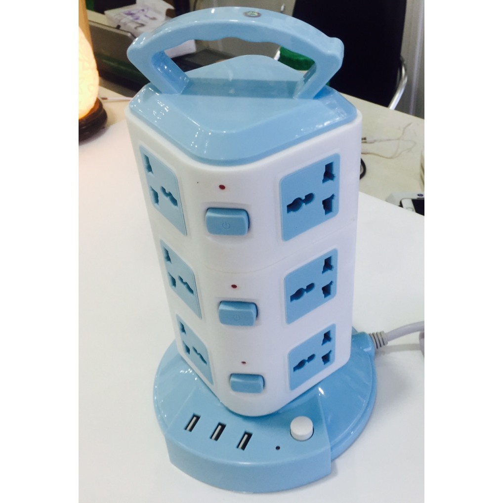 Ổ Cắm Điện 3 Tầng Đa Năng Chính Hãng Tích Hợp 3 Cổng USB.