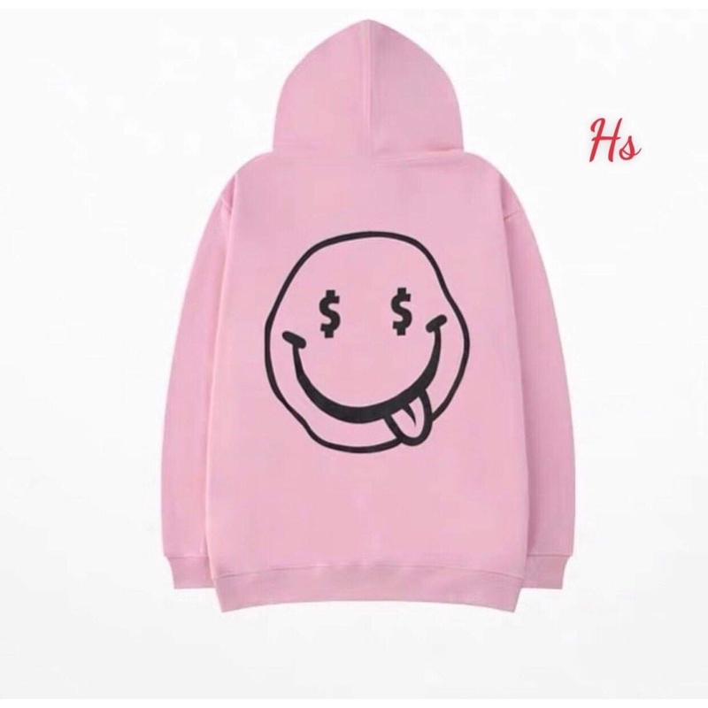 Áo nỉ mũ hồng mặt cười MONEY HS6