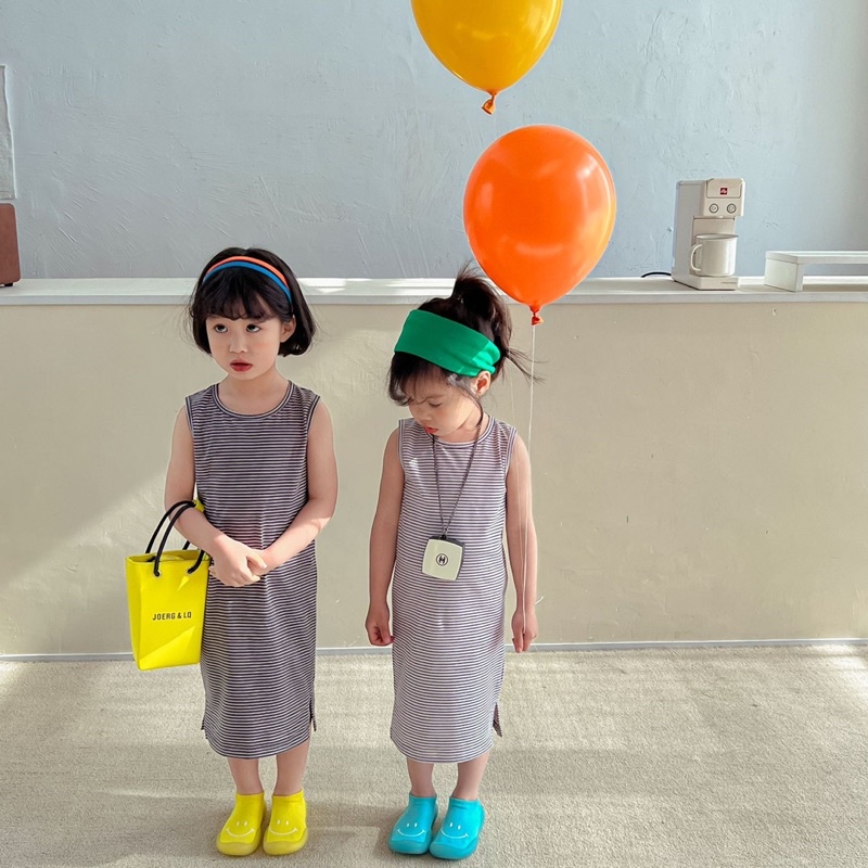 Váy đầm ba lỗ kẻ sọc mùa hè chất cotton cho bé D710