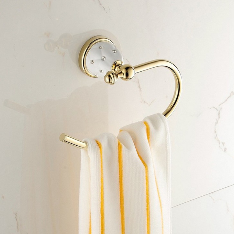 Giá Treo Khăn Hình Oval Mạ Vàng Phong Cách Châu Âu