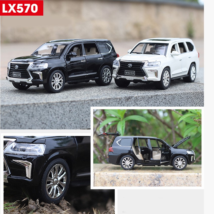 Mô hình xe ô tô Lexus LX570 tỉ lệ 1:24 bằng kim loại có đèn và âm thanh động cơ mở được cửa xe