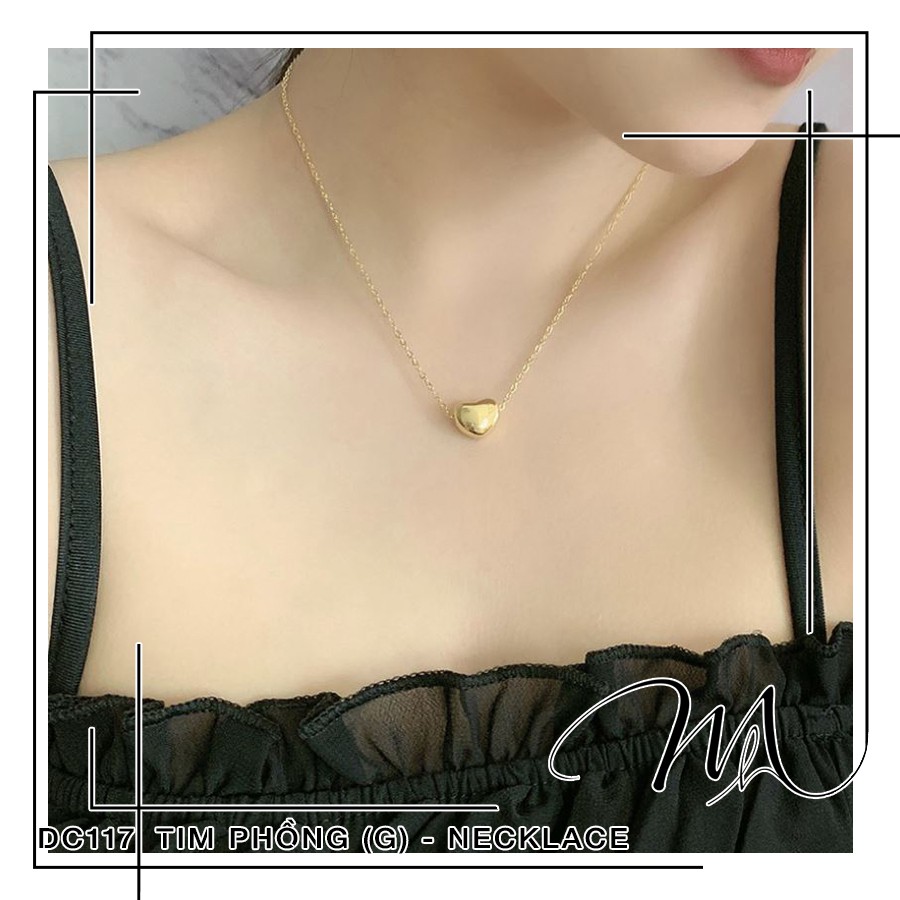 Dây chuyền nữ Titan đơn giản mặt trái tim phồng dễ thương - Măng’s House DC117