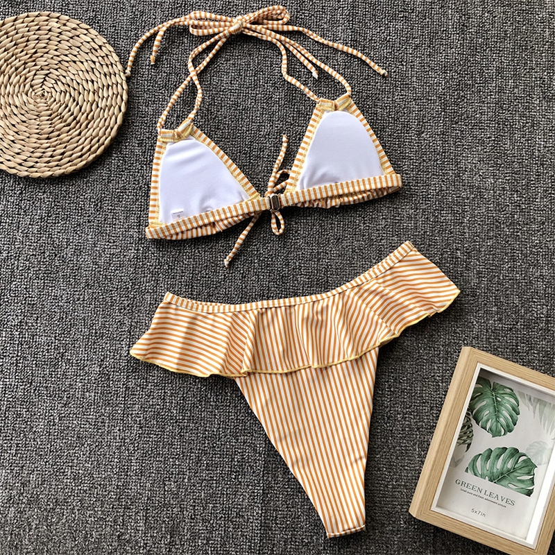 Bikini phối bèo hoạ tiết kẻ sọc thiết kế đáng yêu cho phái nữ | BigBuy360 - bigbuy360.vn