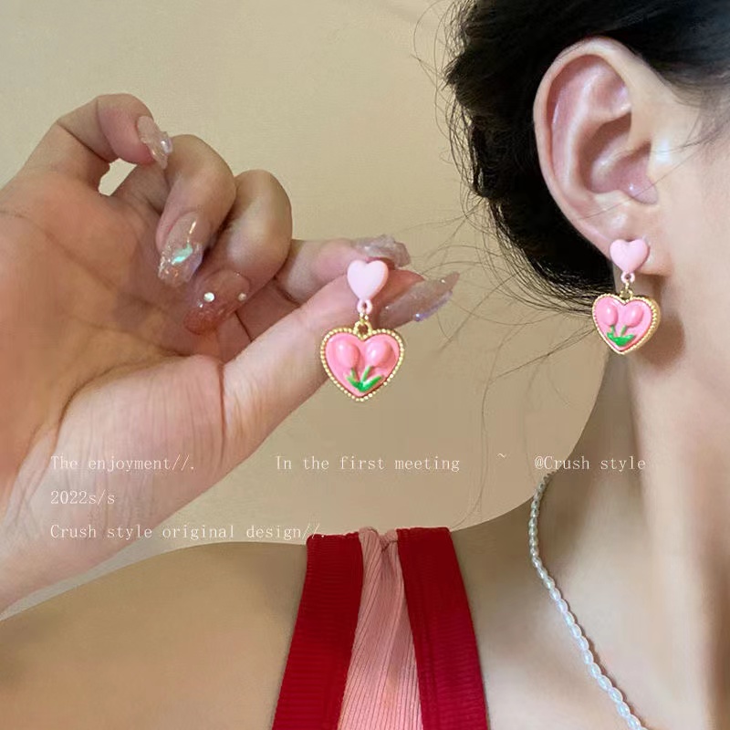 iF YOU Reang sức   mạ bạc đính ngọc trai hồng phong cách Hàn Quốc cổ điển tùy chọn dành cho nữ