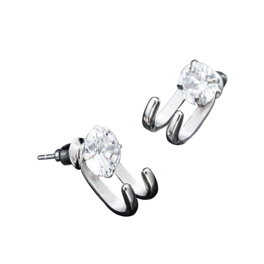 USNOW Khuyên Tai Móc Hình Móng Vuốt Màu Bạc Phong Cách Punk Đường Phố Sáng Tạo Dành Cho Nam Nữ