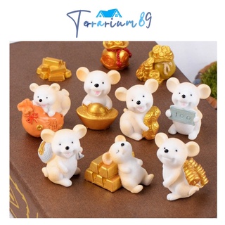 Tượng trang trí tiểu cảnh Chuột Vàng thần tài may mắn decor bàn học