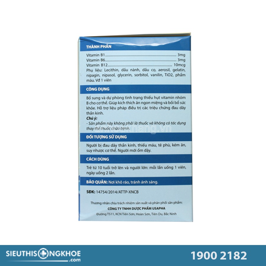 Vitamin 3B (USAPHA) (Hộp 10 Vỉ x 10 Viên) | BigBuy360 - bigbuy360.vn