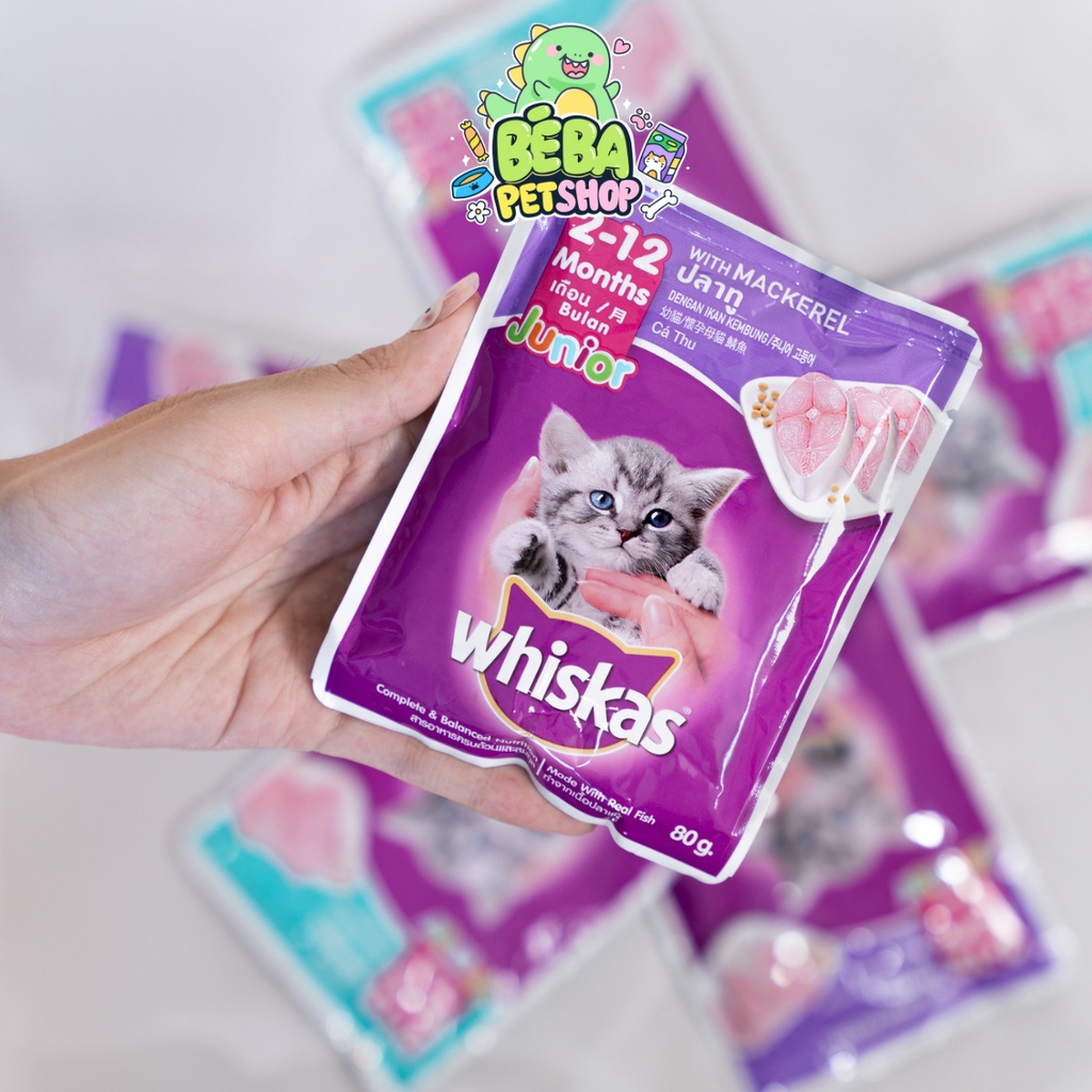 Pate cho mèo Whiskas gói 80g cho mèo lớn và mèo con với nhiều hương vị mới thơm ngon, hấp dẫn | Bé Ba Petshop