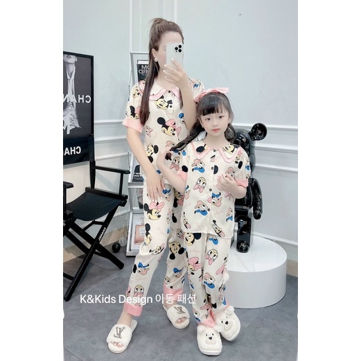 Bộ Ngủ Pijama Mẹ Và Bé Chất Lụa Mango Cao Cấp Xuất Hàn Cực Xinh