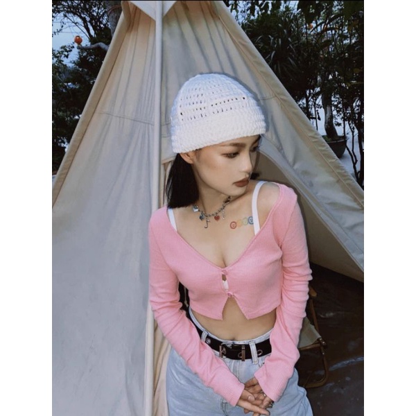 ÁO KHOÁC CROP SUSIE HỒNG PASTEL