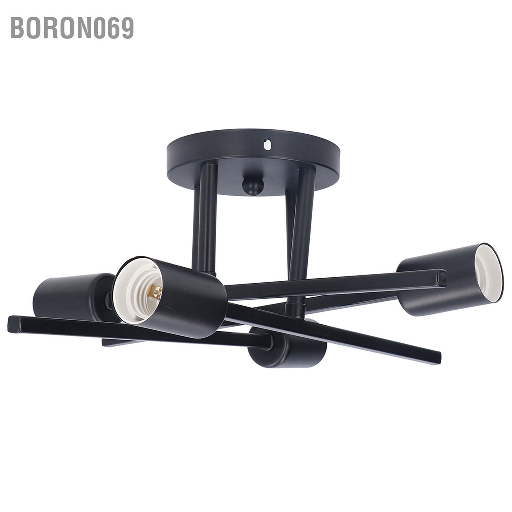 Boron069 Đèn chiếu sáng trần hiện đại 4 đèn chùm gắn mặt dây chuyền bán phẳng E27 Đen