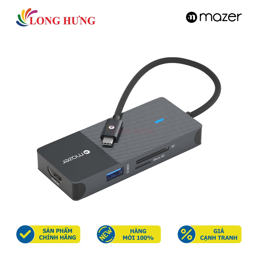 Cổng chuyển đổi Mazer Infinite.Multimedia Pro Hub 7-in-1 Type-C M-UC2MULTI7002 - Hàng chính hãng