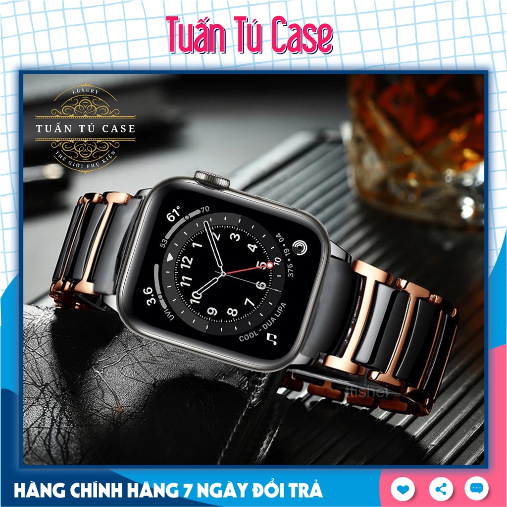 Dây đồng hồ Apple Watch chất liệu gốm và thép không gỉ series 6/5/4/3/2/1 38mm/ 40mm / 42mm/ 44mm