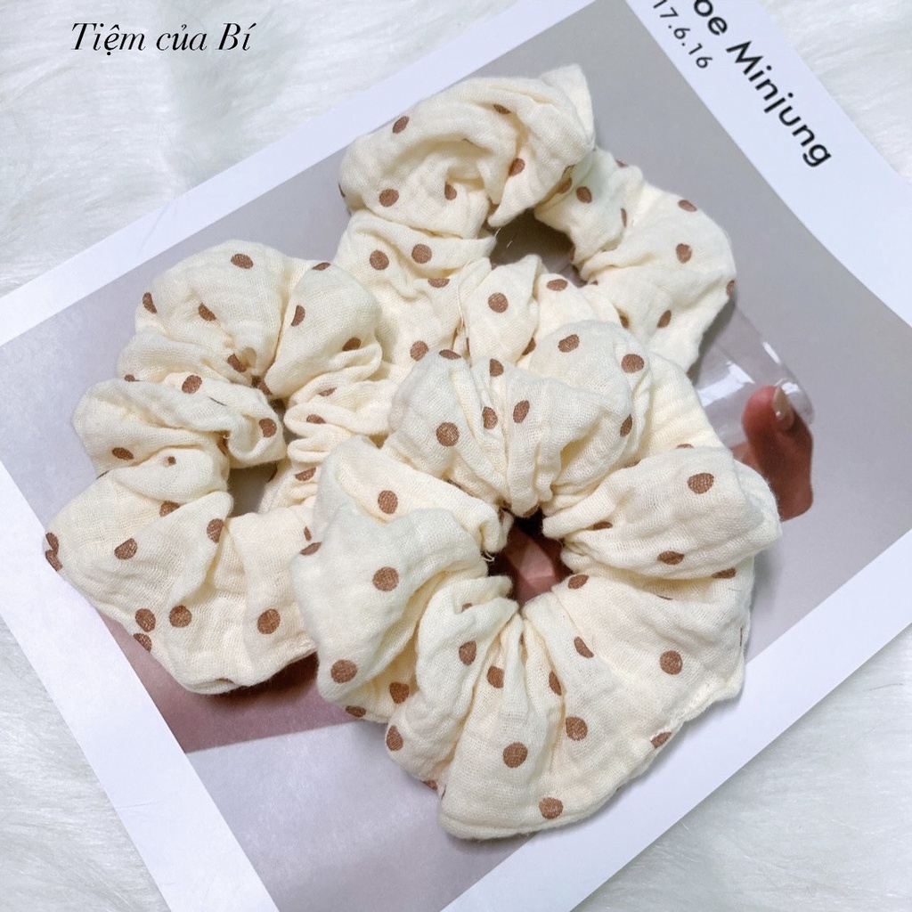 [Handmade] Scrunchies buộc tóc Muslin cao cấp họa tiết dễ thương hot trend