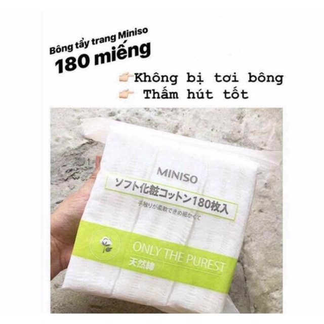 Bông Tẩy Trang Miniso Nhật Bản Cao Cấp 180 miếng-Only The Purest