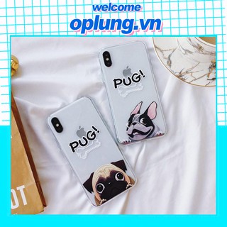 Ốp lưng iphone họa tiết cún pug chó đáng yêu cho ip 6 6s plus 7 8 X XS max 11 pro max (a48)