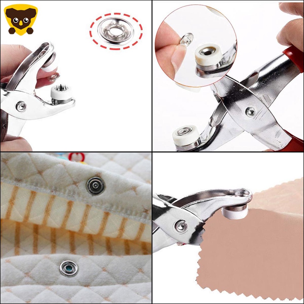 Bộ dụng cụ bắt nút bấm 100 bộ nút bấm 10mm Nút bấm năm móng bằng kim loại với kìm buộc