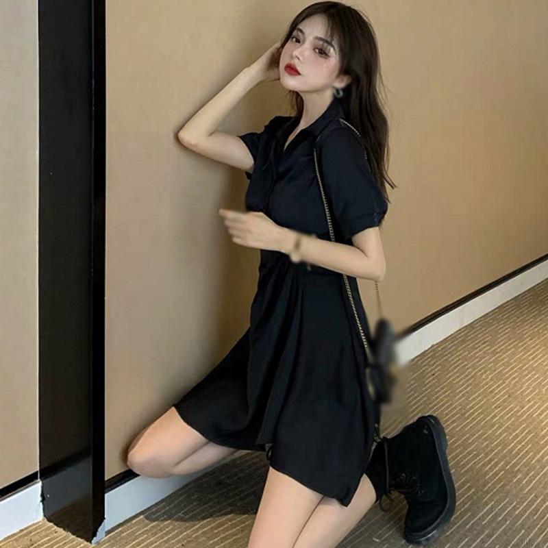 Đầm Ngắn Dáng Ôm Cổ Chữ V Phong Cách Hàn Quốc Nữ Tính