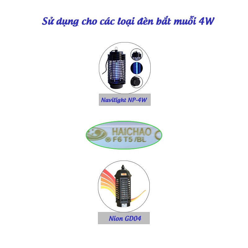 Bóng đèn bắt muỗi 4W HAICHAO cho đèn bắt muỗi Navilight NP-4W; Nion GD04 dài 14.5cm