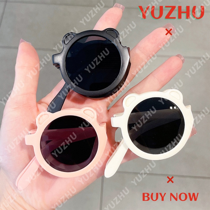 Kính Mát Chống Tia UV Dạng Gập Hình Gấu Thời Trang Cho Bé