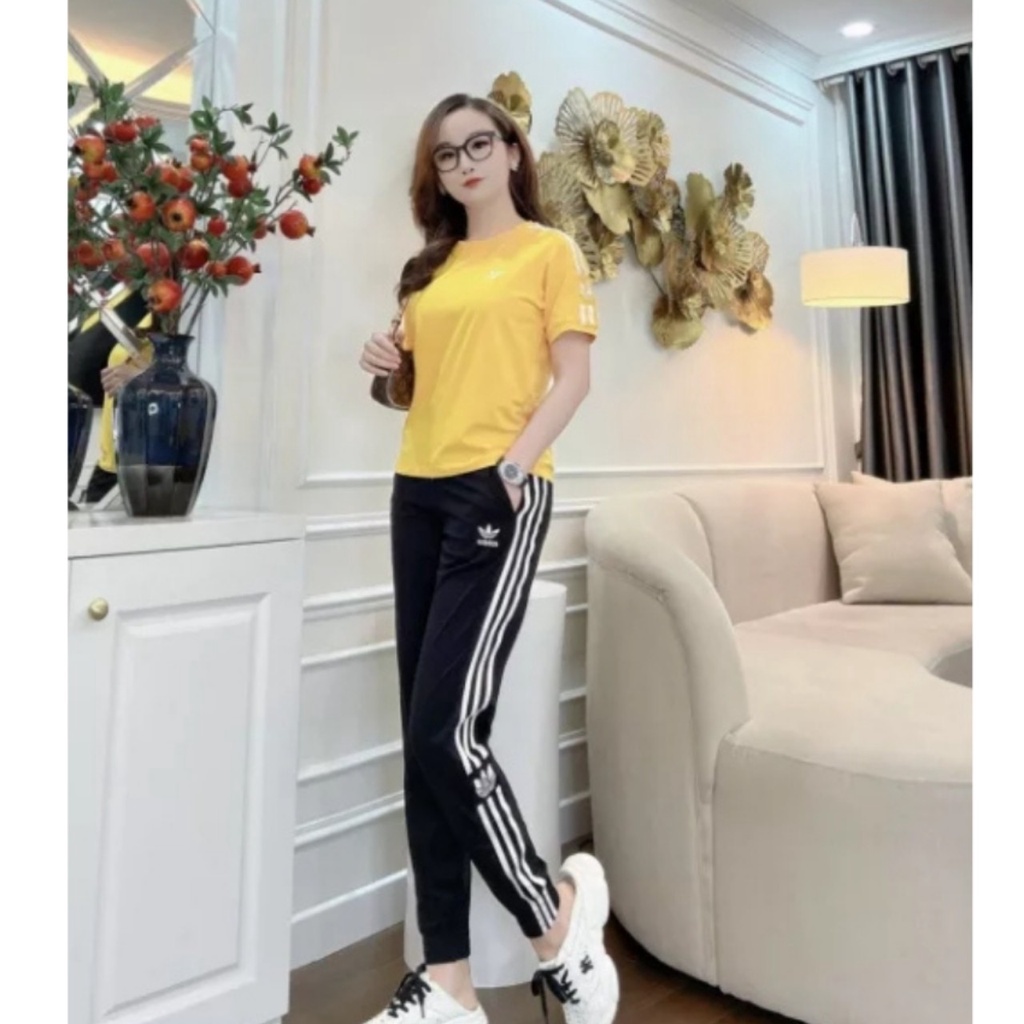 Bộ thể thao nữ ,đồ bộ nữ quần dài bo gấu vải cotton dày mịn phom dáng thể thao năng độngÂ