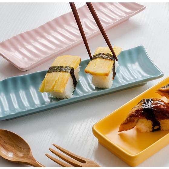 Đĩa Sứ Dài Chữ Nhật Trang Trí Chụp Ảnh Sushi - Shop Hohi Decor