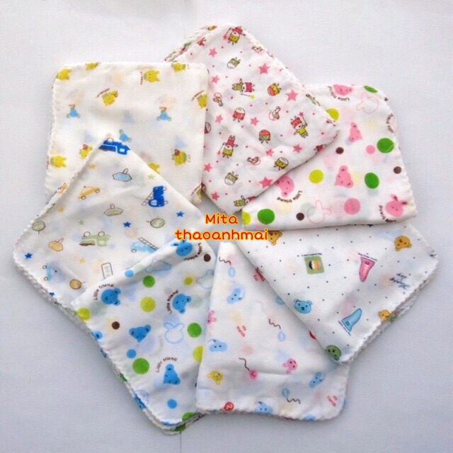 SET 10 khăn sữa cho bé - khăn xô mềm mịn đáng yêu - khăn trẻ em - khăn mùi xoa