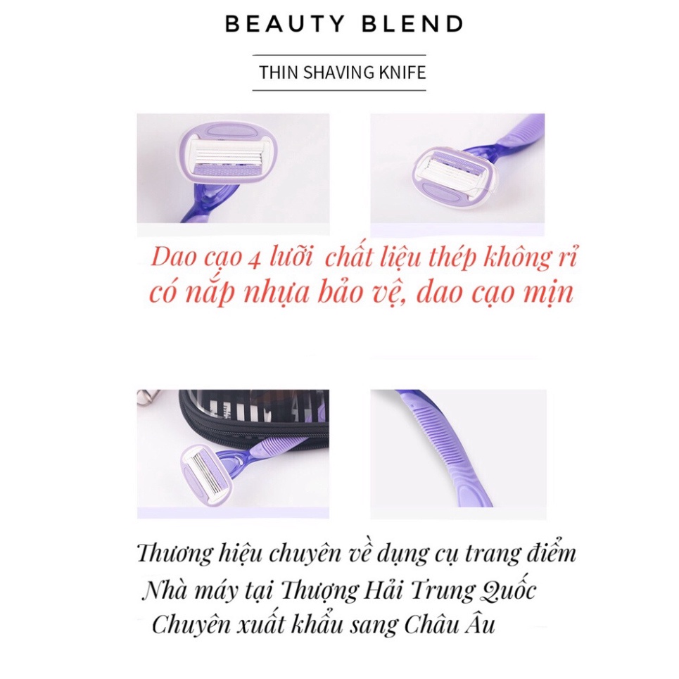 Dao cạo lông nách vùng kín làm bằng thép không rỉ Beauty Blend [set 2 dao]