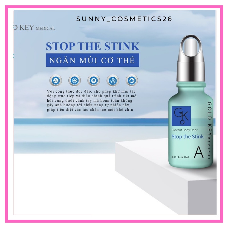 Tinh chất khử mùi hôi nách ngăn mùi cơ thể GOLD KEY STOP THE STINK 10ml