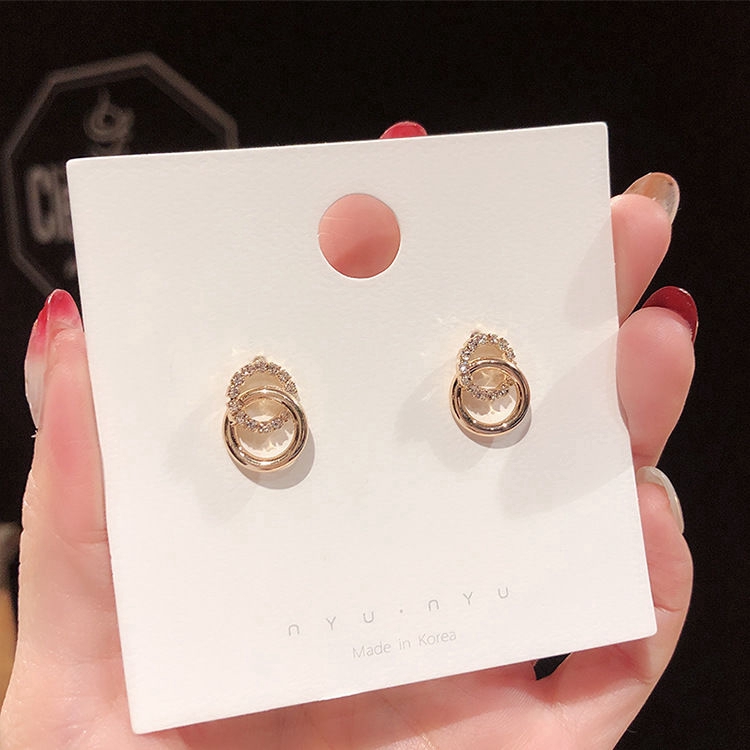 Khuyên tai kim bạc hình tròn thời trang giản dị dành cho nữ