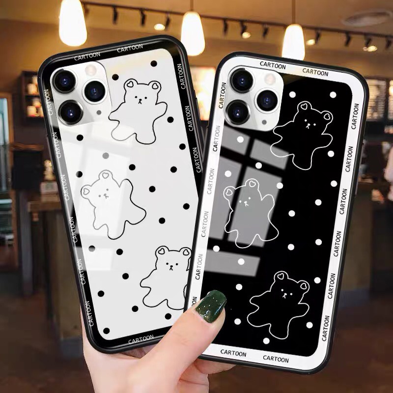 Ốp lưng iphone kính gấu selfie case 14plus 14 pro max 13 12 promax 11 mini 6 6s 7 8 plus x xr xs Se