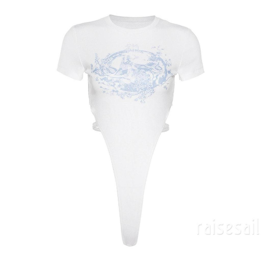 Jumpsuit Tay Ngắn Cổ Tròn Hoạ Tiết In Thiết Kế Ôm Sát Tôn Dáng | BigBuy360 - bigbuy360.vn