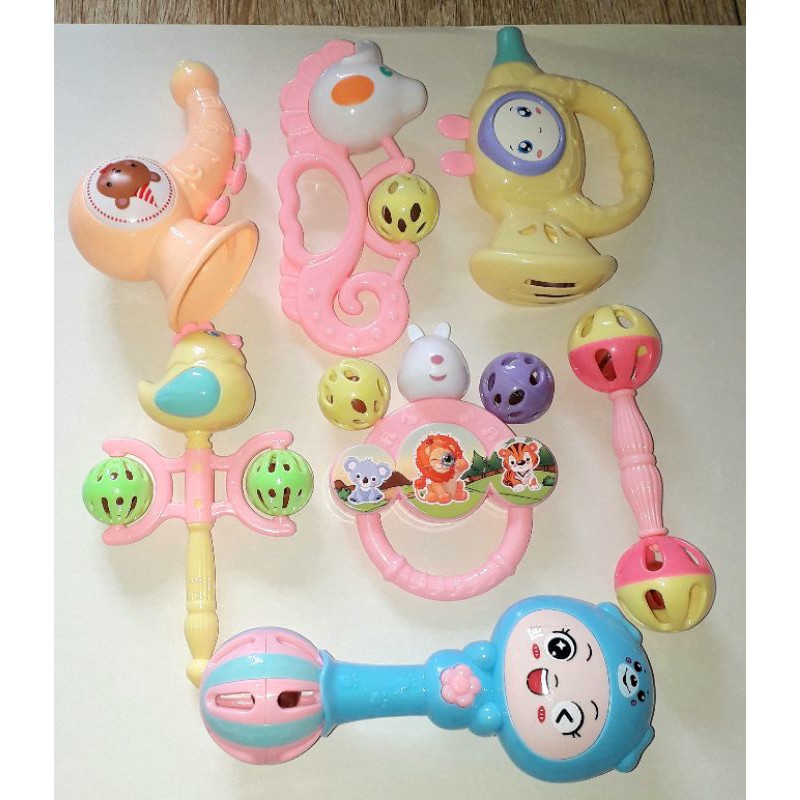 Sét 7 cái lục lạc_ lắc nhạc khác nhau bằng nhựa cho bé