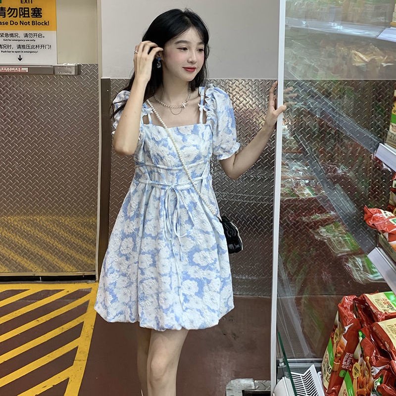 Đầm Hoa Tay Phồng Thời Trang Hè Mới Đáng Yêu Dành Cho Nữ 2022