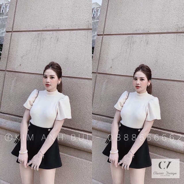 Áo len cộc tay tay bồng | BigBuy360 - bigbuy360.vn