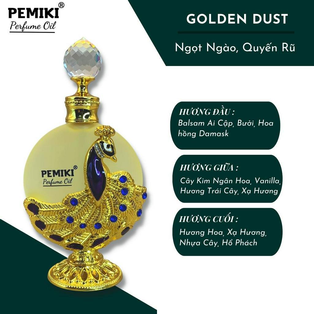 Tinh dầu nước hoa dubai PEMIKI Golden Dust công vàng 35ml ngọt ngào sang trọng nữ tính
