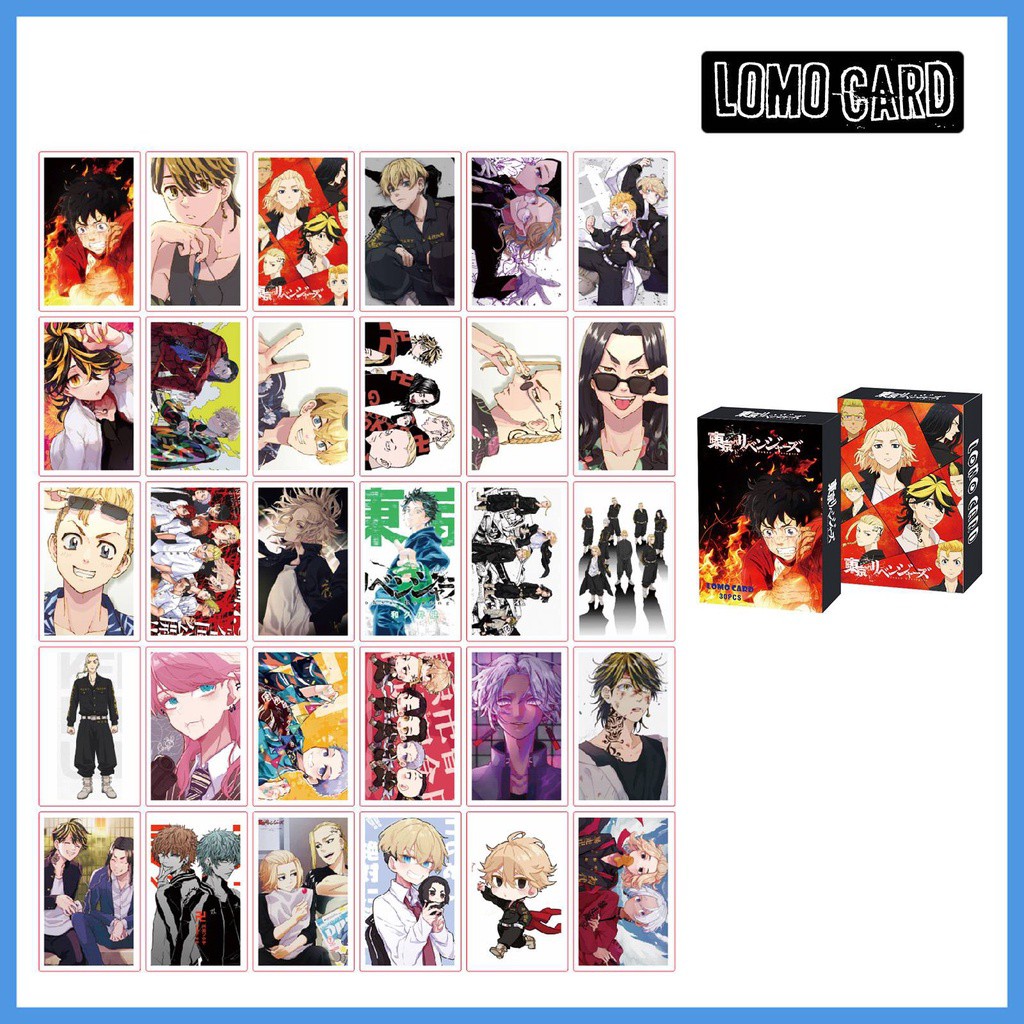 Hộp 30 lomo card Japanese Anime Tokyo Revengers Sano Manjirou Hanagaki Takemichi Tachibana Hinata Kawata Souta LOMO Card
