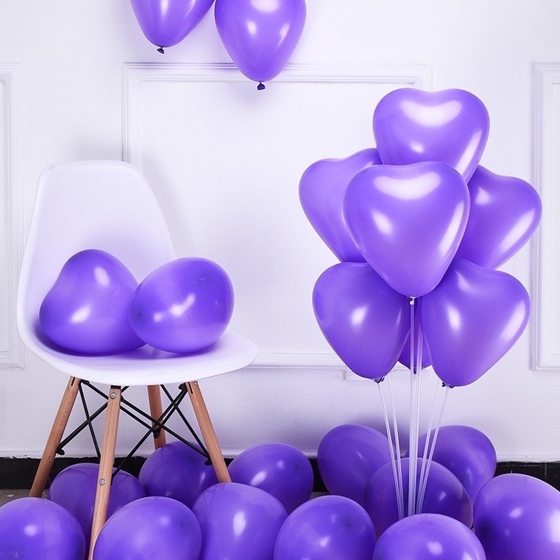 Bịch 50 cái bóng trái tim thái lan loại size lớn 10’ (1 màu và nhiều màu)