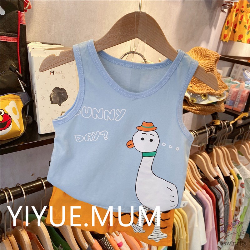 Bộ Áo Sát Nách In Hoạt Hình + Quần Short Kiểu Hàn Quốc Thời Trang Mùa Hè Cho Bé Trai