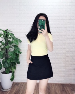 Áo phông da cá trơn cổ đức nữ