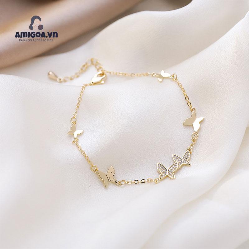 ✨✨Vòng tay titan không gỉ lắc tay titan hình bướm đính kim sa lấp lánh xinh xắn dễ thương ngọt ngào