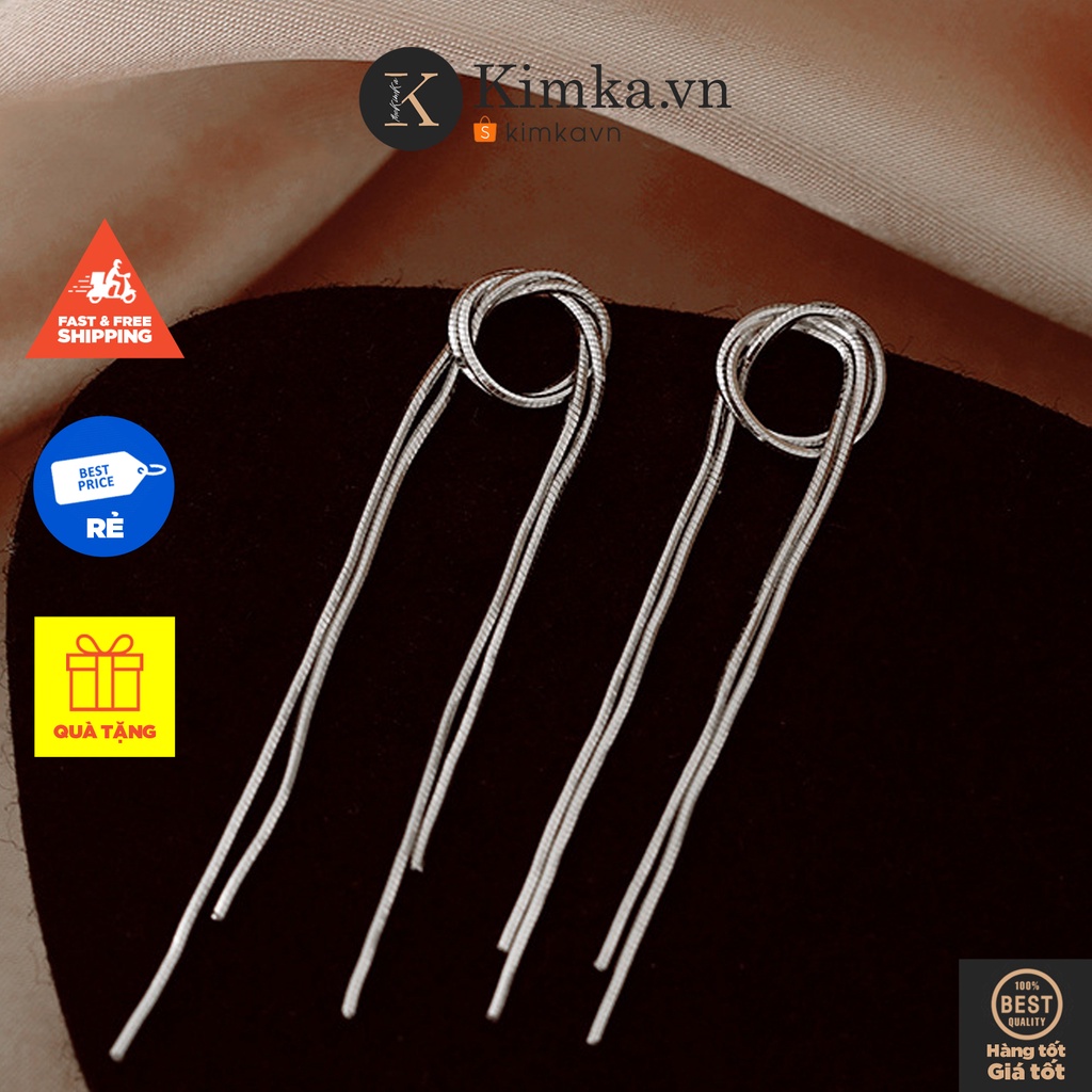(066) Khuyên Tai Bông Tai Tua Rua Dài Vòng Tròn Thắt Nút Hàn Quốc